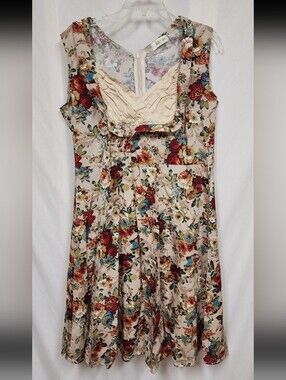 Killreal womens size 3x tan floral print knee length dress